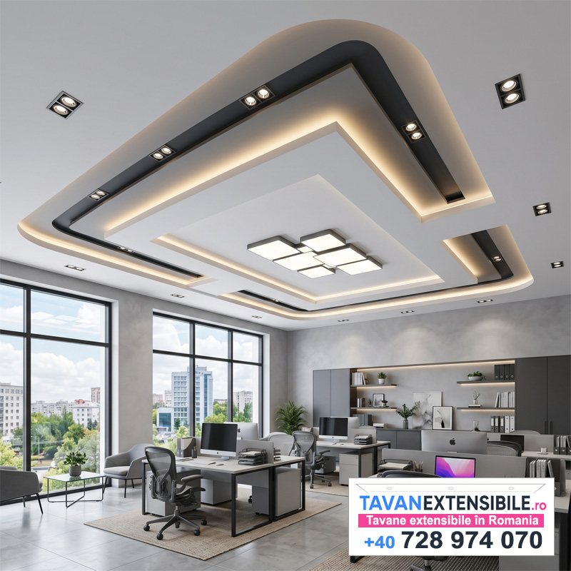Tavan extensibil pe mai multe niveluri în living — Câmpulung
